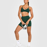 EasyLiftâ„¢ Ultra Minimal Bralette with White Logo | Racing Green