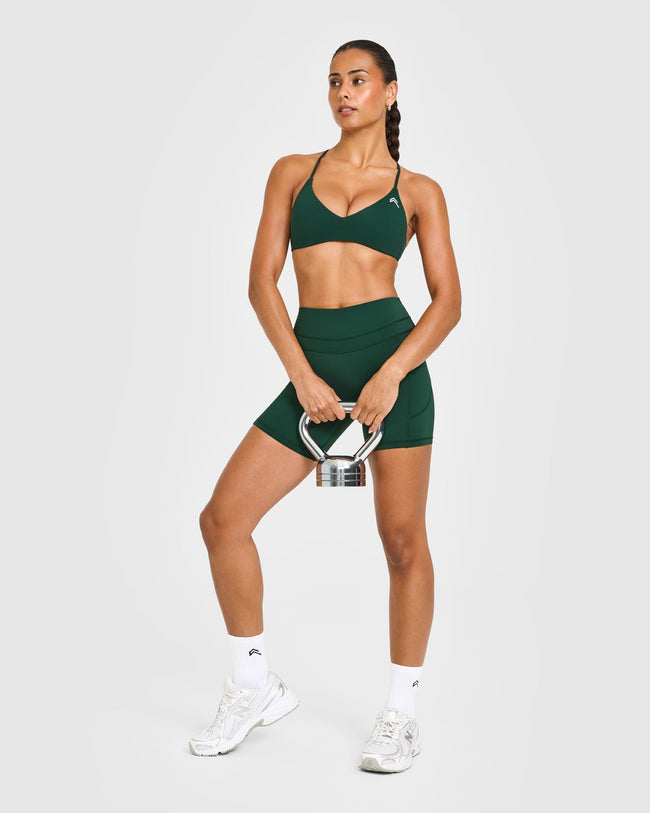EasyLiftâ„¢ Ultra Minimal Bralette with White Logo | Racing Green