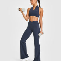 EasyLiftâ„¢ Zip High Neck Sports Bra with White Logo | True Blue