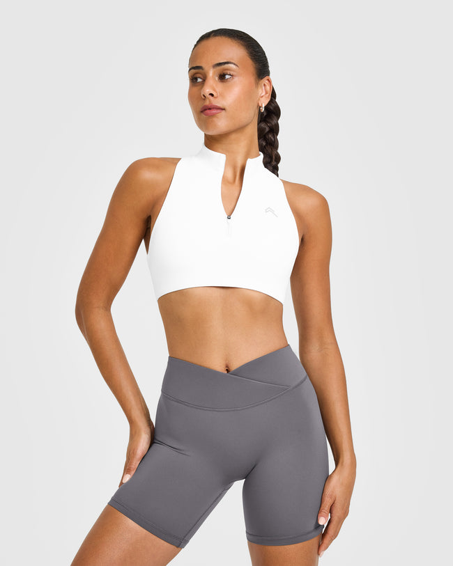 EasyLiftâ„¢ Zip High Neck Sports Bra | White