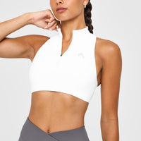 EasyLiftâ„¢ Zip High Neck Sports Bra | White