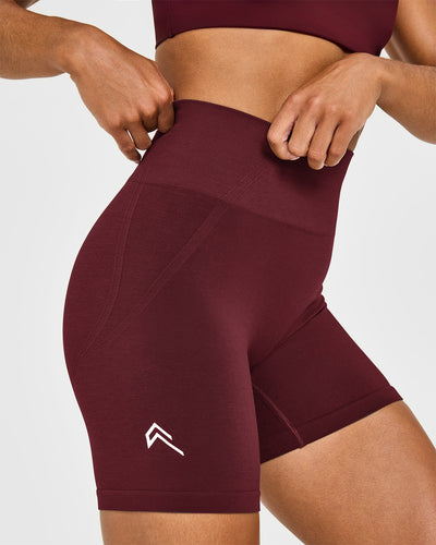 Effortless Seamless Shorts with White Logo | Rosewood