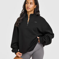 Foundations Oversized 1/4 Zip Sweatshirt | Black