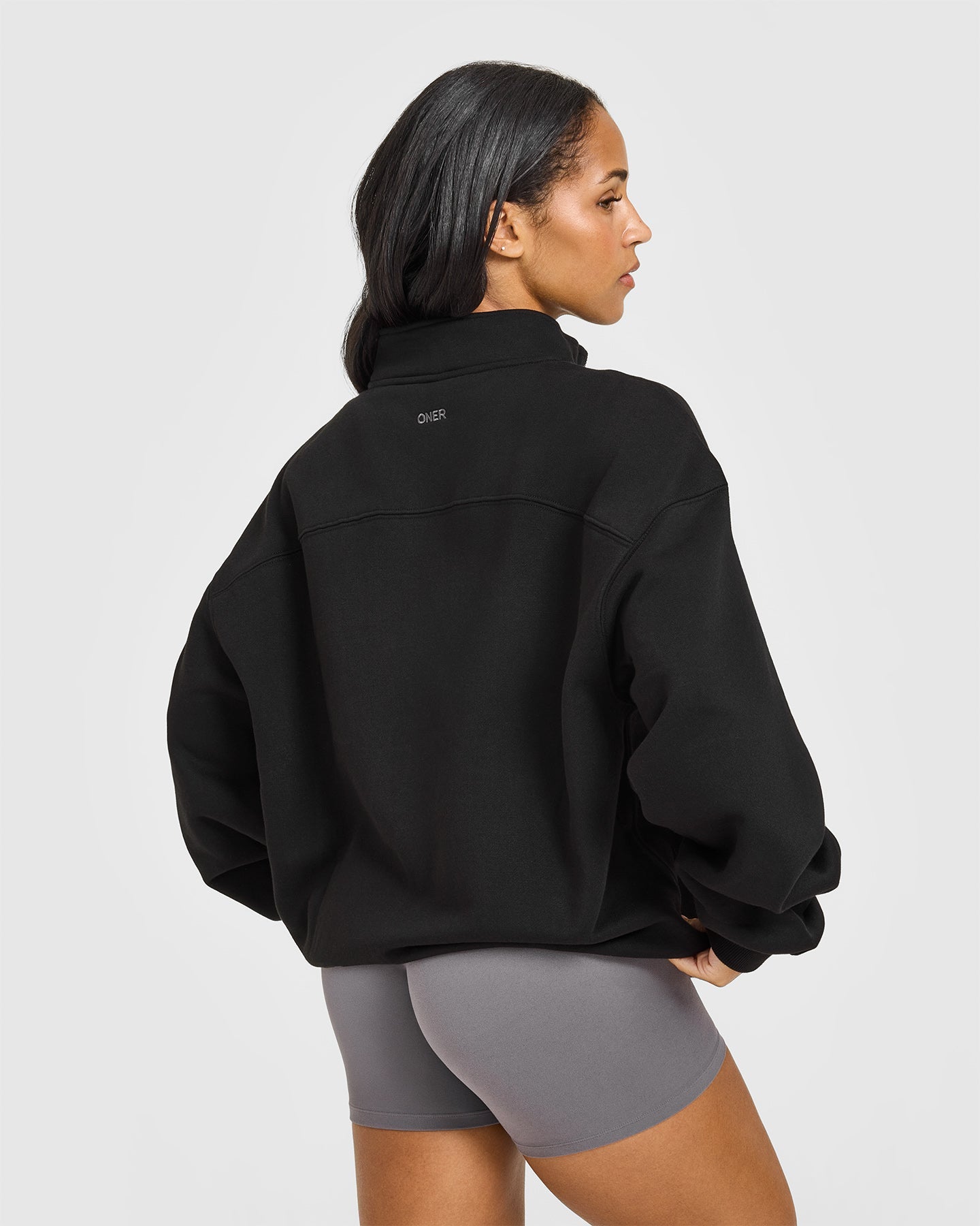 Foundations Oversized 1/4 Zip Sweatshirt | Black