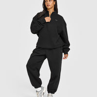 Foundations Oversized 1/4 Zip Sweatshirt | Black