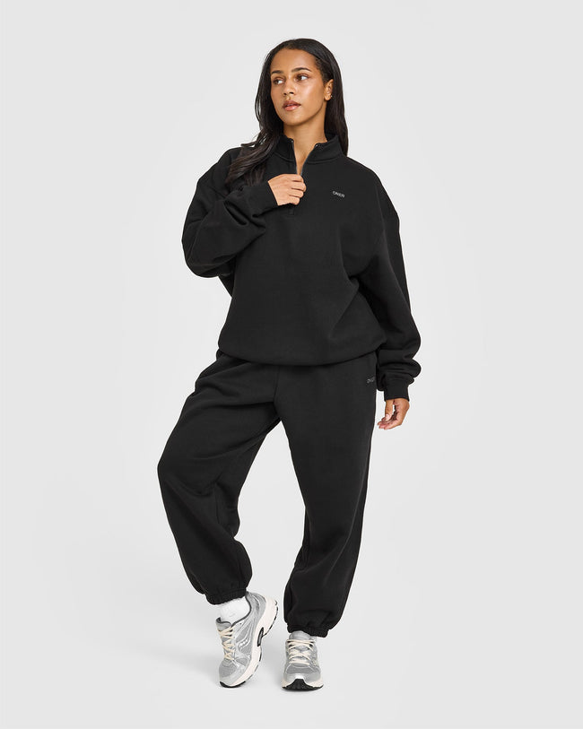 Foundations Oversized 1/4 Zip Sweatshirt | Black