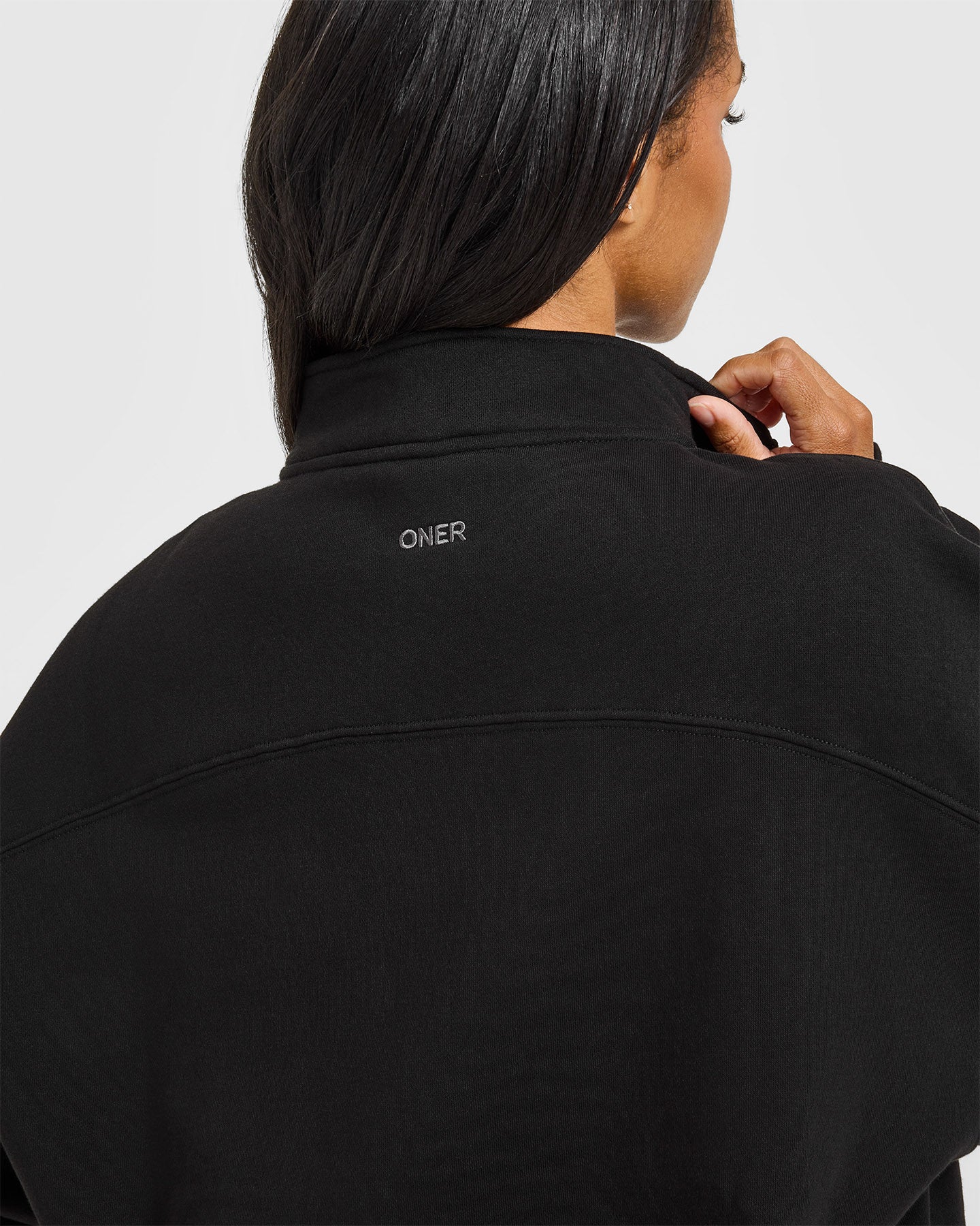 Foundations Oversized 1/4 Zip Sweatshirt | Black