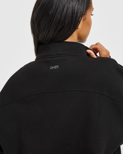 Foundations Oversized 1/4 Zip Sweatshirt | Black