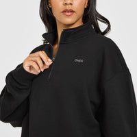 Foundations Oversized 1/4 Zip Sweatshirt | Black