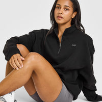 Foundations Oversized 1/4 Zip Sweatshirt | Black