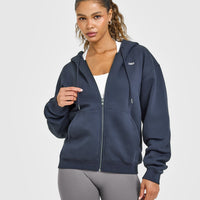 Foundations Zip Through Hoodie | True Blue