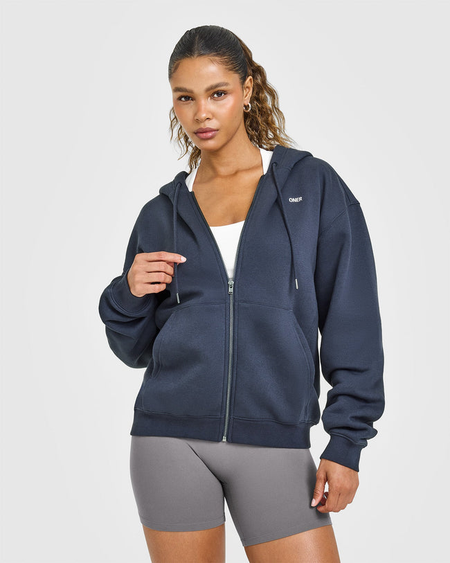 Foundations Zip Through Hoodie | True Blue