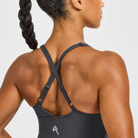 Unified V Neck Cross Back Vest White Logo | Coal