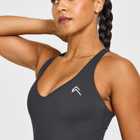 Unified V Neck Cross Back Vest White Logo | Coal