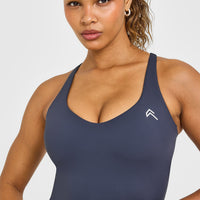 Unified V Neck Cross Back Vest White Logo | True Blue