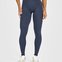 Unified Wrap Leggings White Logo | True Blue