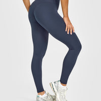 Unified Wrap Leggings White Logo | True Blue