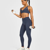 Unified Wrap Leggings White Logo | True Blue
