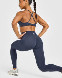 Unified Wrap Leggings White Logo | True Blue