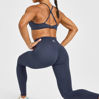 Unified Wrap Leggings White Logo | True Blue