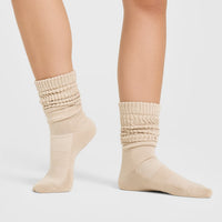 Slouchy Lounge Socks 2 Pack | Sand/ White