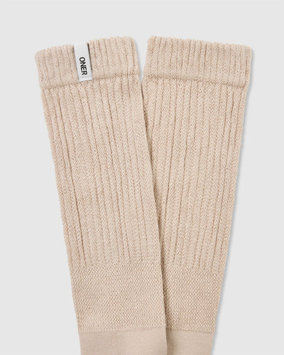 Slouchy Lounge Socks 2 Pack | Sand/ White