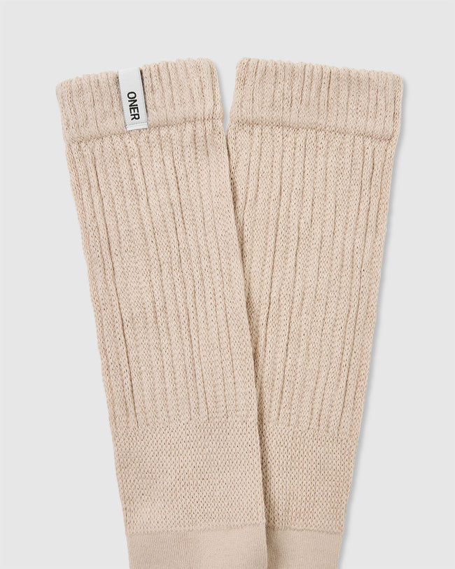Slouchy Lounge Socks 2 Pack | Sand/ White