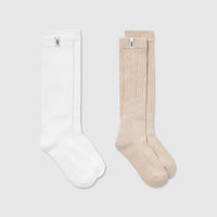 Slouchy Lounge Socks 2 Pack | Sand/ White