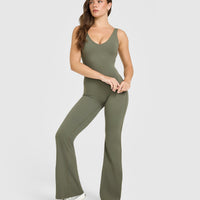 SoftMotion™ Scoop Back Flared All In One Long | Alpine Green