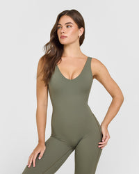 SoftMotion™ Scoop Back Flared All In One Long | Alpine Green
