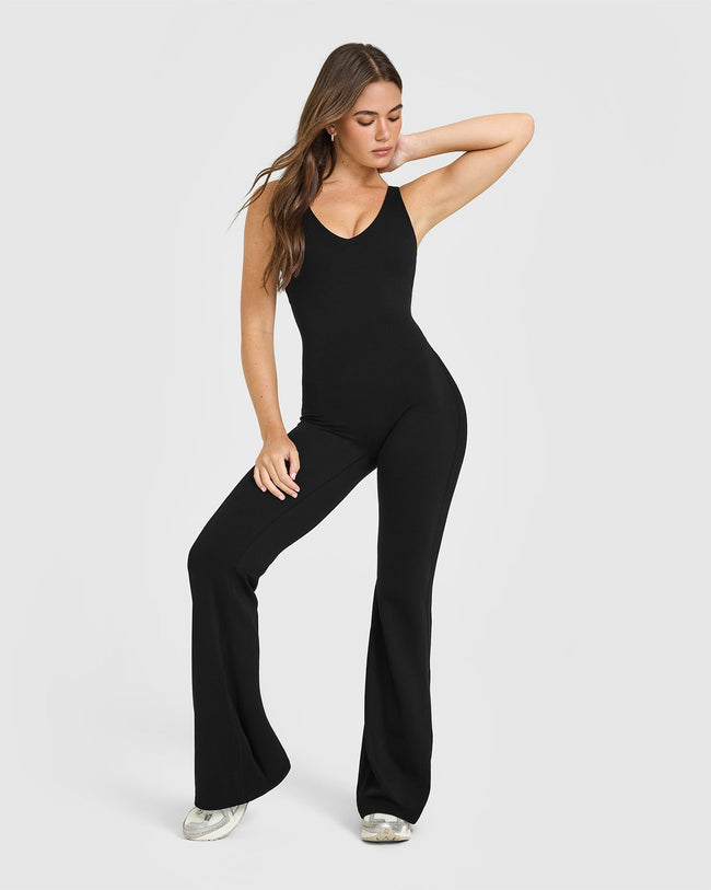SoftMotion™ Scoop Back Flared All In One Long | Black