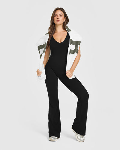 SoftMotion™ Scoop Back Flared All In One Long | Black
