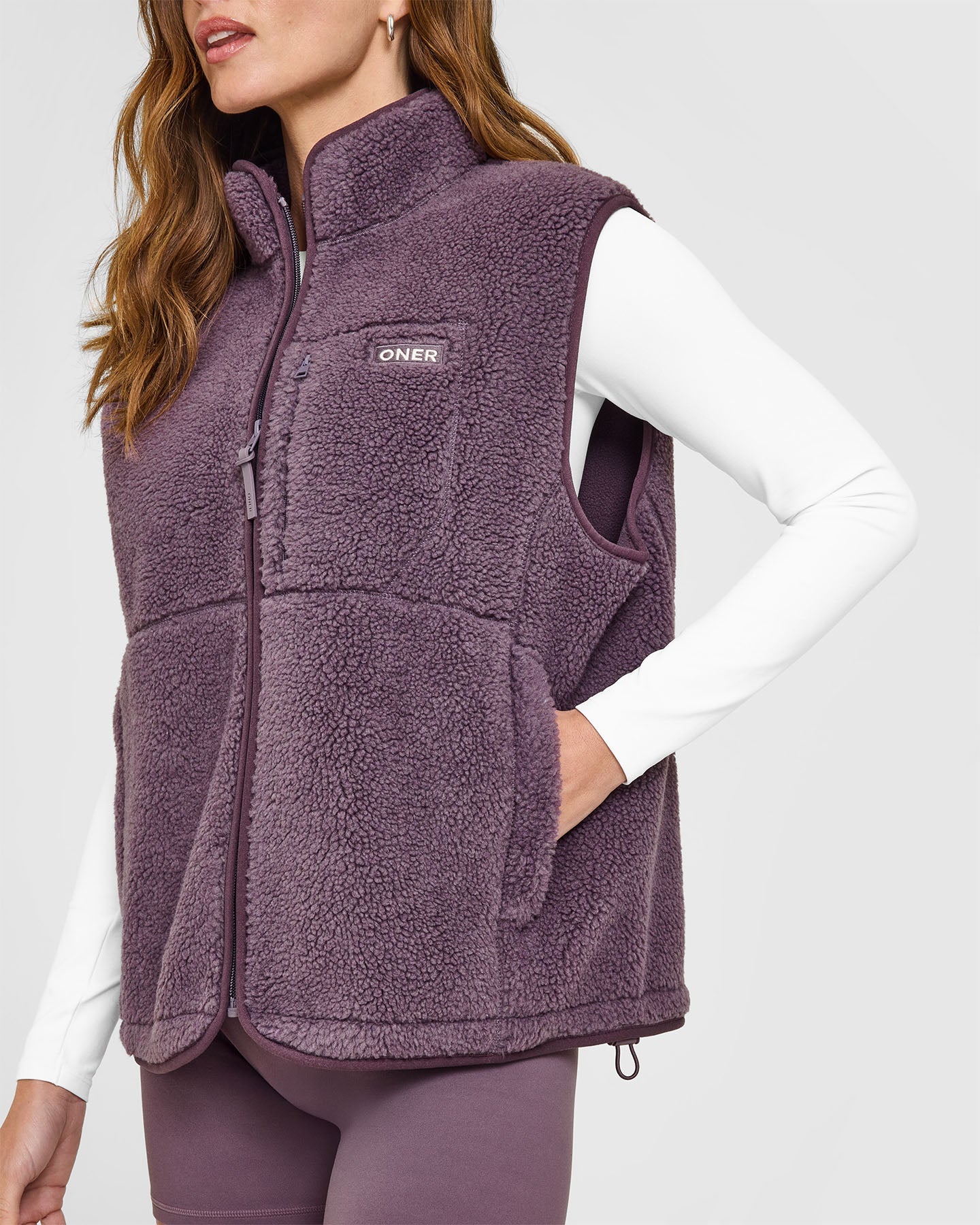 Fleece Gilet with Chest Pocket | Vintage Purple