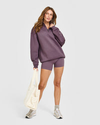Foundations Oversized 1/4 Zip Sweatshirt | Vintage Purple