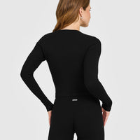 Mellow™ Rib Mid Long Sleeve Cardigan | Black