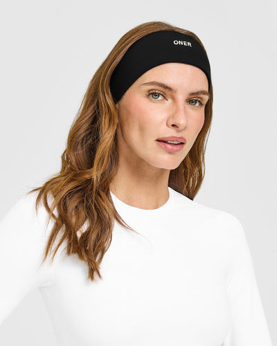 SoftMotion™ Headband with White Logo | Black