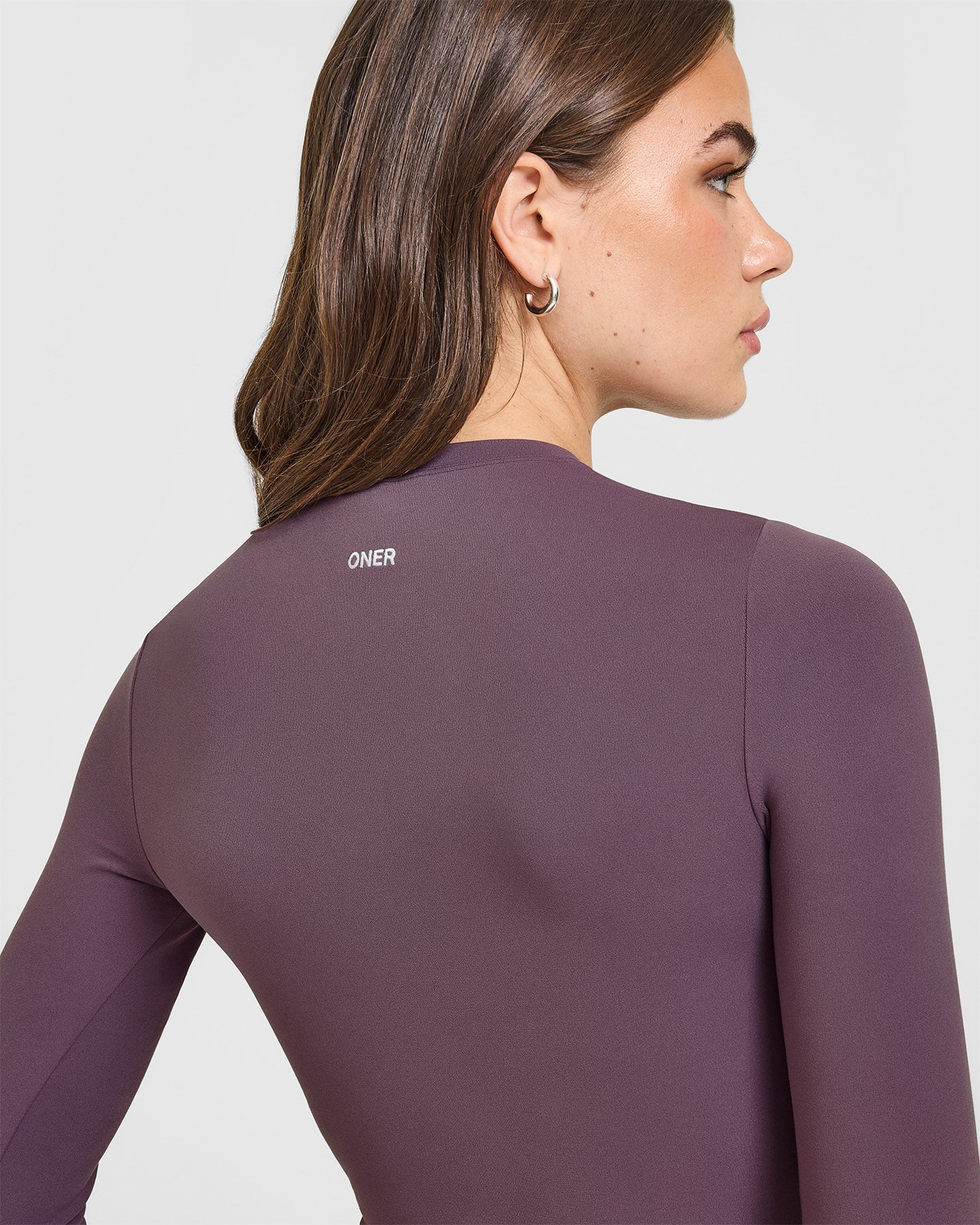 SoftMotion™ Long Sleeve Top with White Logo | Vintage Purple
