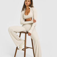 SoftMotionâ„¢ Straight Leg Bottoms with White Logo | Sand