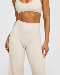 SoftMotionâ„¢ Straight Leg Bottoms with White Logo | Sand