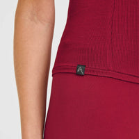 Mellow™ Rib Halter Neck Vest with Built in Bra Shelf | Ruby Red