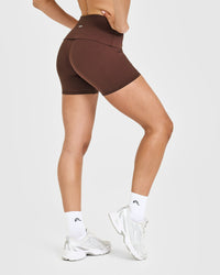 SoftMotion™ Fold Over Shorts 6" with White Logo | Espresso Brown
