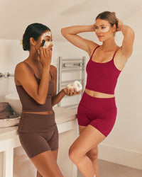 SoftMotion™ Fold Over Shorts 6" with White Logo | Espresso Brown