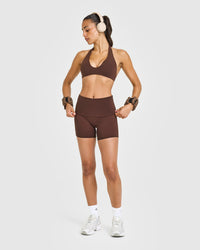 SoftMotion™ Fold Over Shorts 6" with White Logo | Espresso Brown
