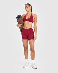 SoftMotion™ Fold Over Shorts 6" with White Logo | Ruby Red