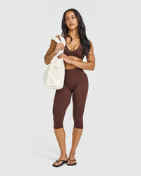 SoftMotion™ High Waisted Capri Leggings | Espresso Brown