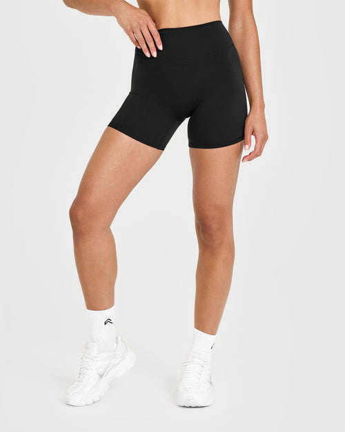 Oner Modal SoftMotion™ High Waisted Shorts 6" with White Logo | Black
