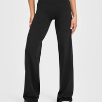 SoftMotion™ Straight Leg Bottoms with White Logo | Black