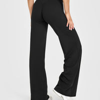 SoftMotion™ Straight Leg Bottoms with White Logo | Black