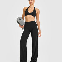SoftMotion™ Straight Leg Bottoms with White Logo | Black