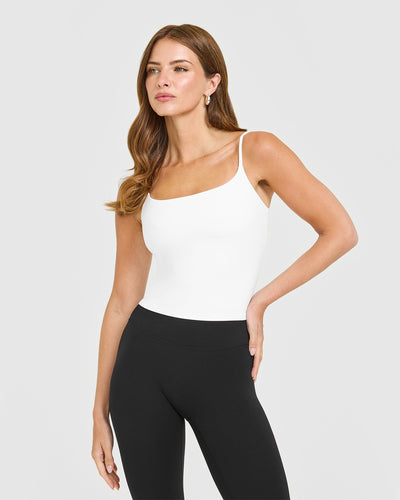 SoftMotionâ„¢ Strappy Mid Vest with Built in Bra Shelf | White